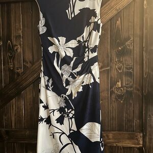 Lauren Ralph Lauren Navy and White Floral Midi Dress